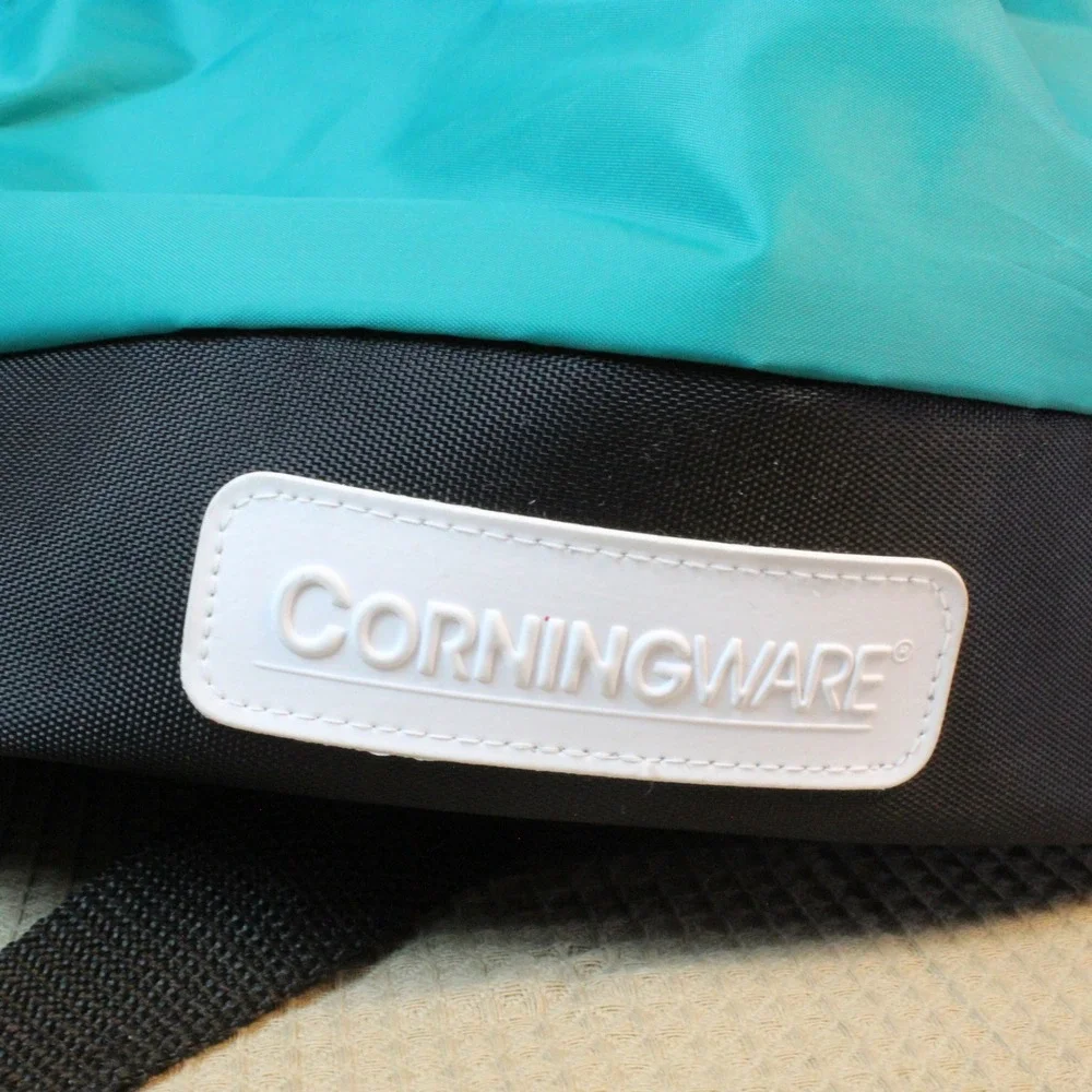 CorningWare Vintage Teal Black Insulated Lunch Bag Drawstring Gorpcore 9.5x7